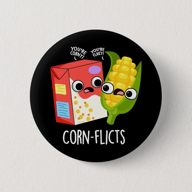 Maisflicts Funny Cornflake Corn Pun Button (Vorderseite)
