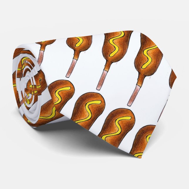 Maishund mit Senf Hot Dog Junk Food Krawatte (Gerollt)