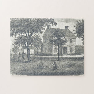 Maison ancienne, Arbres, Puzzle de pelouse