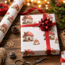 Maison Champignon Mignonne Papier Cadeau | Lit Enf
