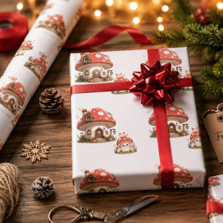 Maison Champignon Mignonne Papier Cadeau | Lit Enf