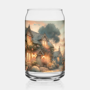 Maison de conte de fées au coucher du soleil avec