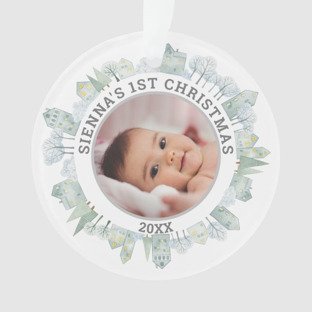 Maison de Noël d'hiver Wreath Baby Pet Photo (devant)