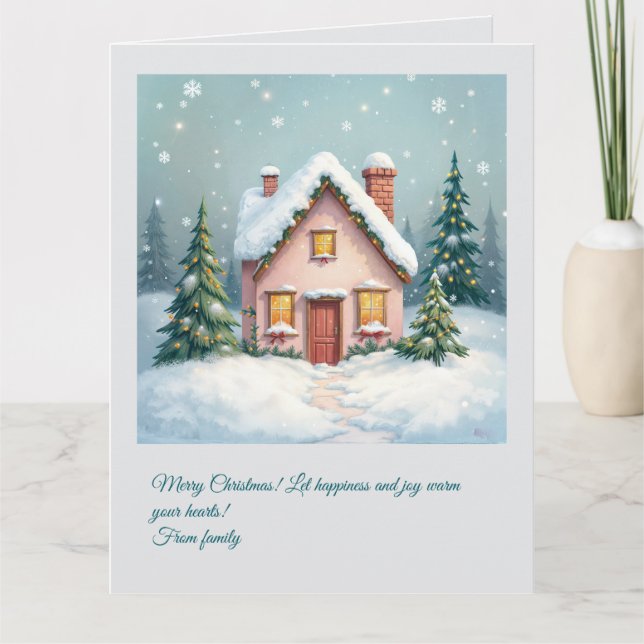Maison de Noël. Joyeux Noël! Carte pour les fêtes (Devant)