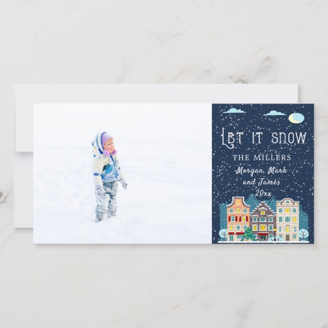 Maison de Noël laisser neige carte photo vacances (Devant)