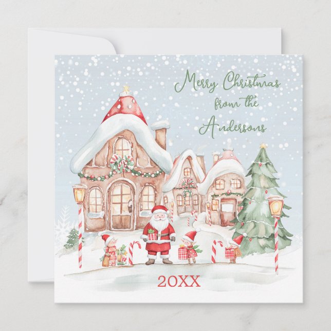 Maison de Noël Neige Père Noël Party Invitation (Devant)