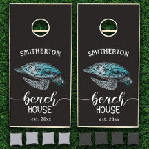 Maison de plage Tortue Noir Turquoise Nom de famil
