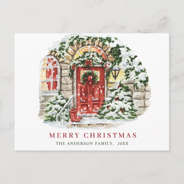 Maison de vacances champêtre festive carte de vœux (Devant)