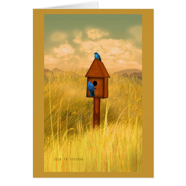 Maison d'oiseau dans la carte du jour de la maman (Devant)