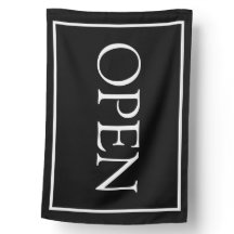 Drapeau noir ouvert de signalisation moderne minim