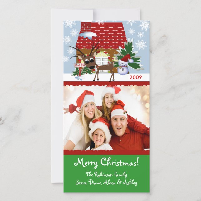 Maison en pain d'épices Chirstmas Famille Carte ph (Devant)
