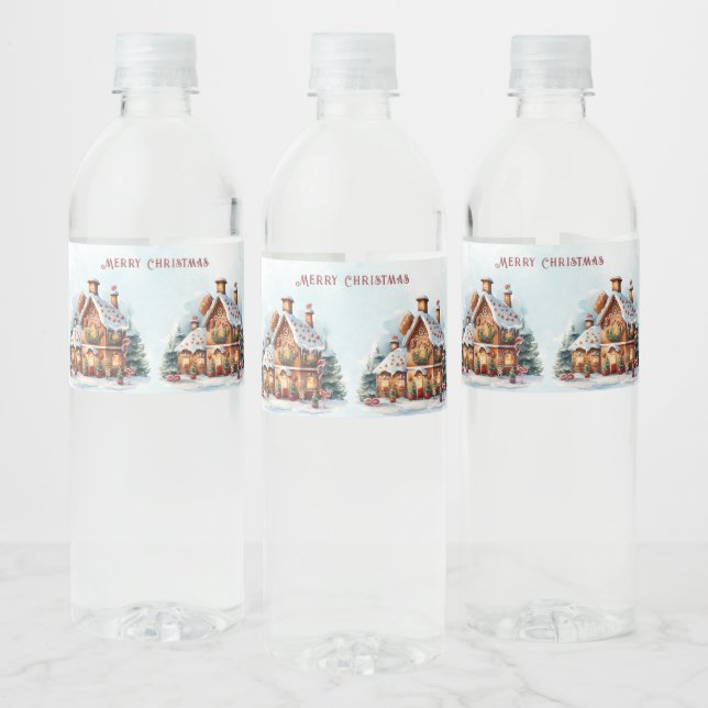 Maison en pain d'épices Noël Étiquette bouteille d (Bouteilles)