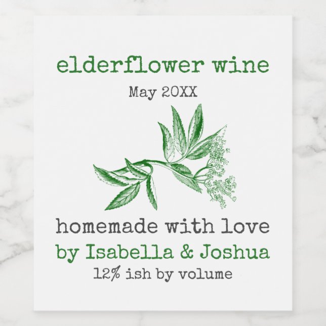 Maison faite avec amour étiquette de vin Elderflow (Étiquettes simples)