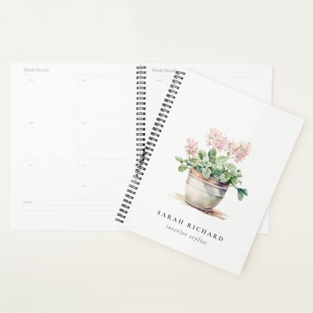 Maison Florale en pots Plante Aquarelle Botanique (Devant avec enveloppe)