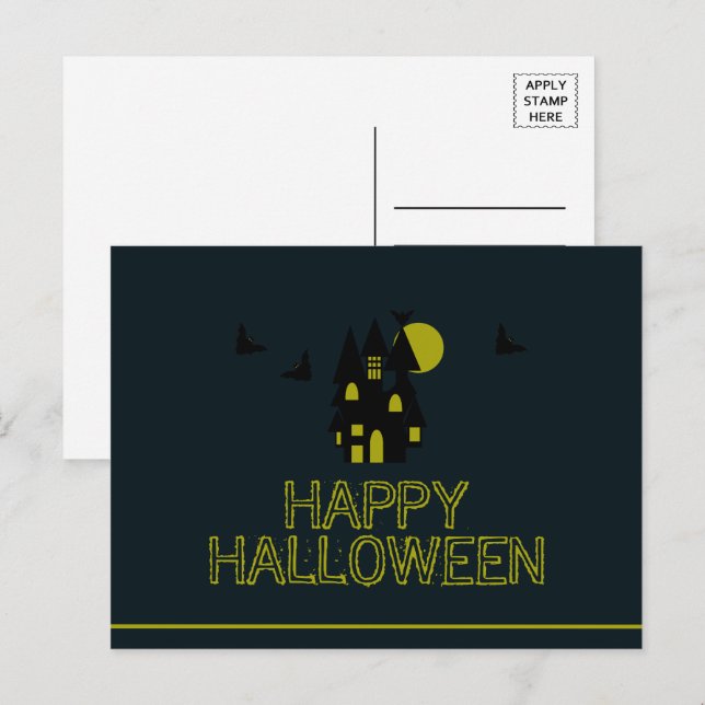 Maison hantée, Bonne Carte Postale Halloween (Devant / Derrière)