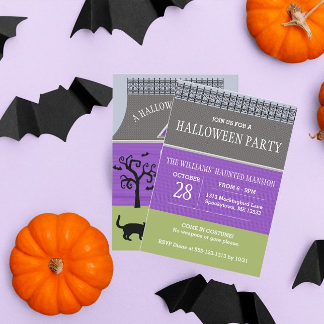 Maison Hantée Cute Halloween Invitation Petite (Créateur téléchargé)
