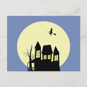 Maison hantée et carte de sorcière volante