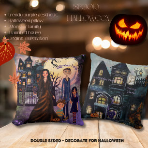 Maison hantée gothique Monster Coussin de famille