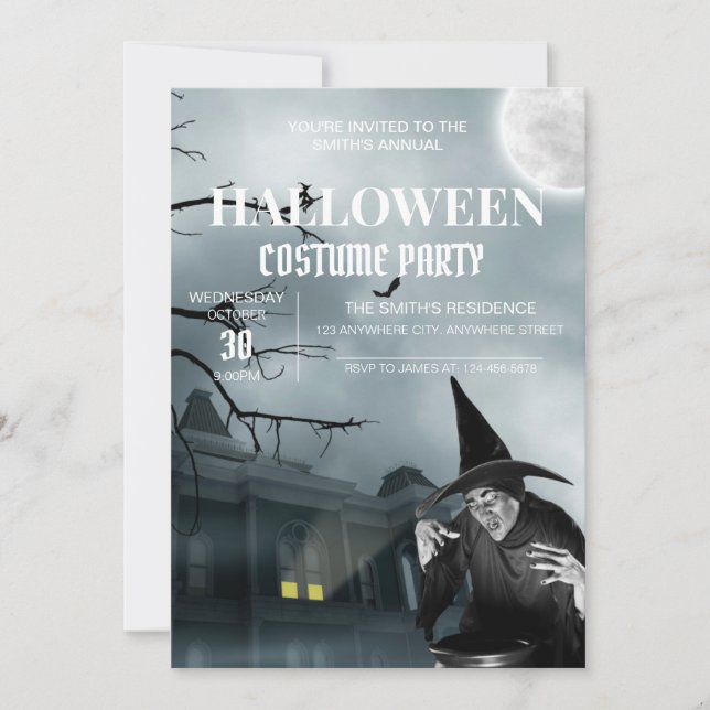 Maison hantée Halloween Costume Invitation de la f (Devant)