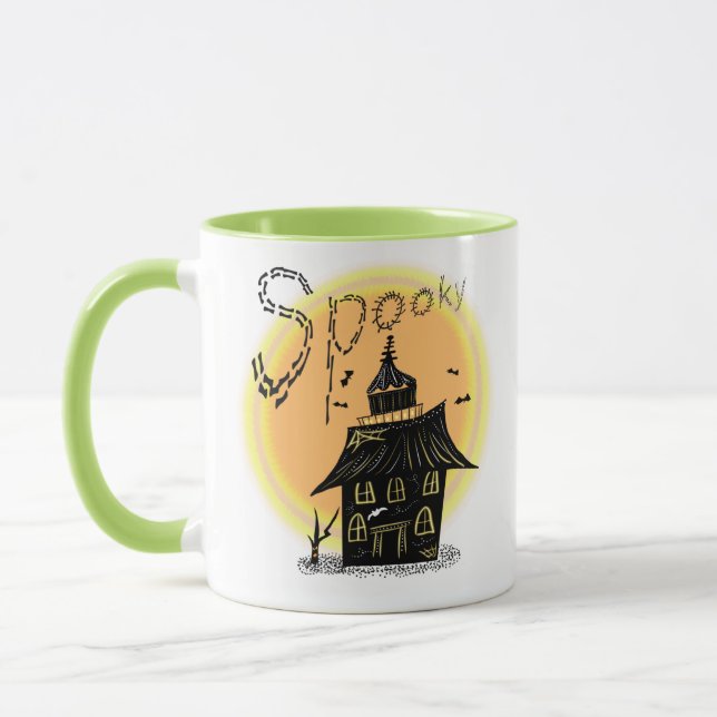 Maison hantée Halloween Éffrayant Neon Mug (Gauche)