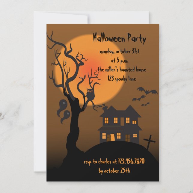 Maison hantée - invitation de partie de Halloween (Devant)