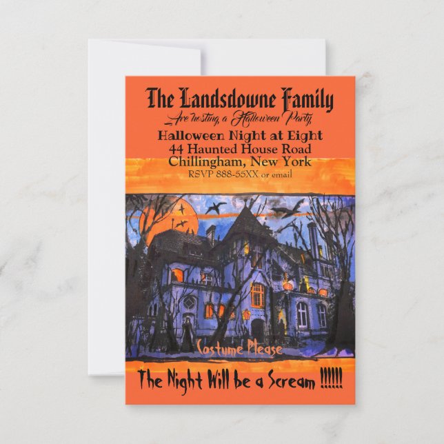 Maison hantée Invitation d'Halloween personnalisée (Devant)