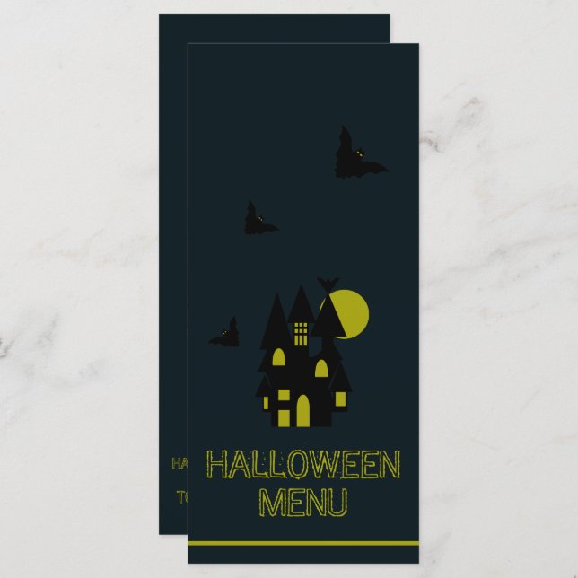 Maison hantée, menu d'Halloween (Devant / Derrière)