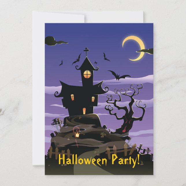 Maison hantée Purple Halloween Invitation de fête (Devant)