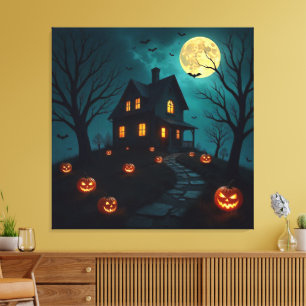 Maison Hantée Toile Premium Encadrée