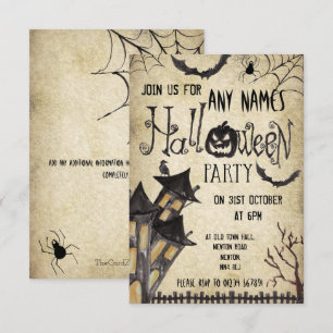 Maison hantée Vintage Halloween Invitations