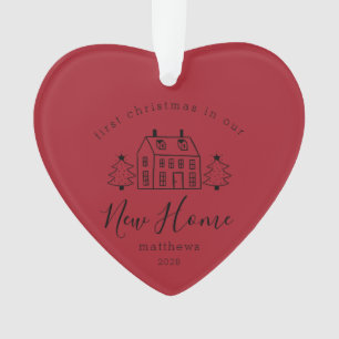 Maison mignonne et arbres de Noël Nouveau Nom d'or