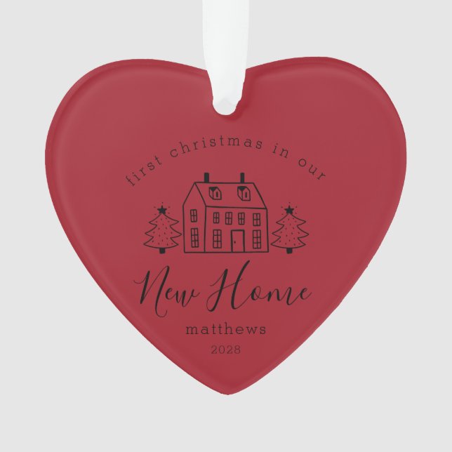 Maison mignonne et arbres de Noël Nouveau Nom d'or (devant)