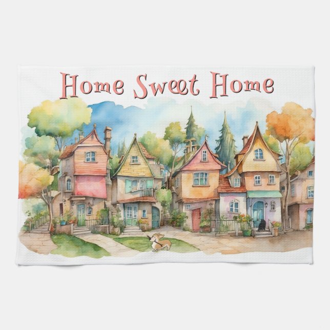 Maison personnalisée Sweet Home Serviette de cuisi (Horizontal)