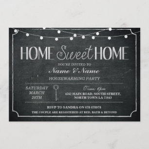 Maison Sweet Home Ménage Chauffage Invitation noir