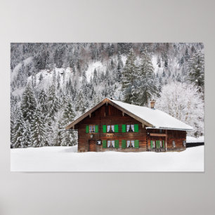 Maison traditionnelle en bois en Bavière affiche