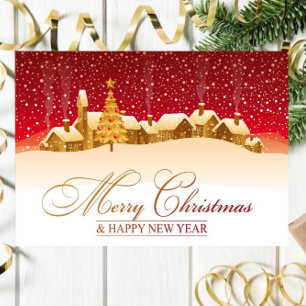 Maisons avec carte de Noël Joyeux Neige