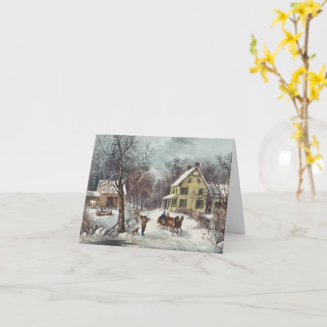 Maisons Carte Noël (Fleur jaune)