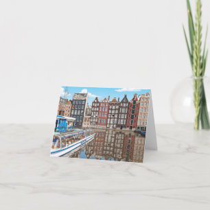 Maisons d'Amsterdam au bord du canal carte de voeu