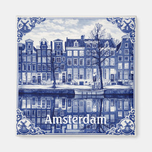 maisons de canal d'Amsterdam aimant carré