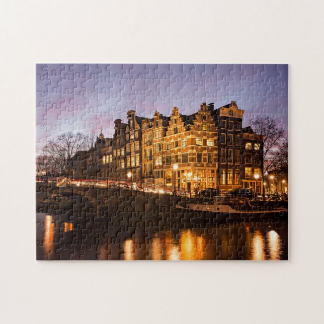 Maisons de canal d'Amsterdam au puzzle denteux de (Horizontal)