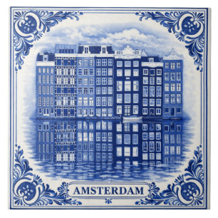 maisons de canal d'Amsterdam carreau de style Delf