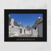 Maisons de Trulli, Alberobello, carte postale noir