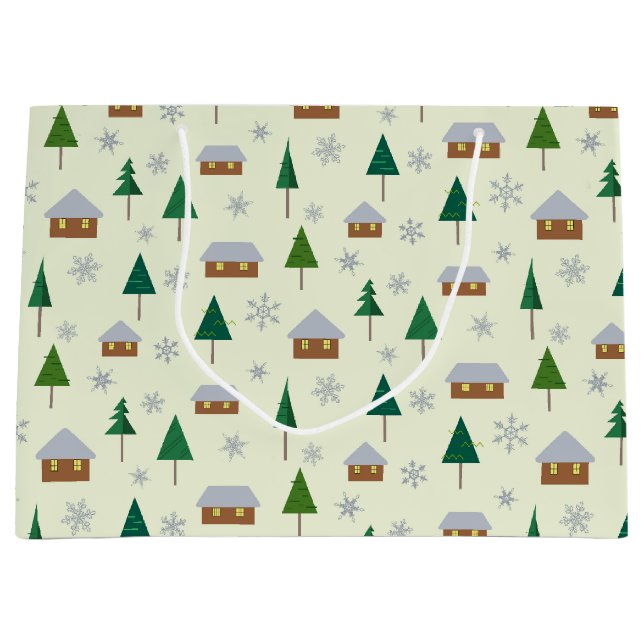 Maisons et sapins sac cadeau (Devant)