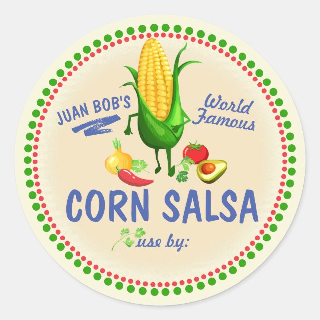 Maissalsa Mexikos südwestliche personalisierte Kon Runder Aufkleber (Vorderseite)