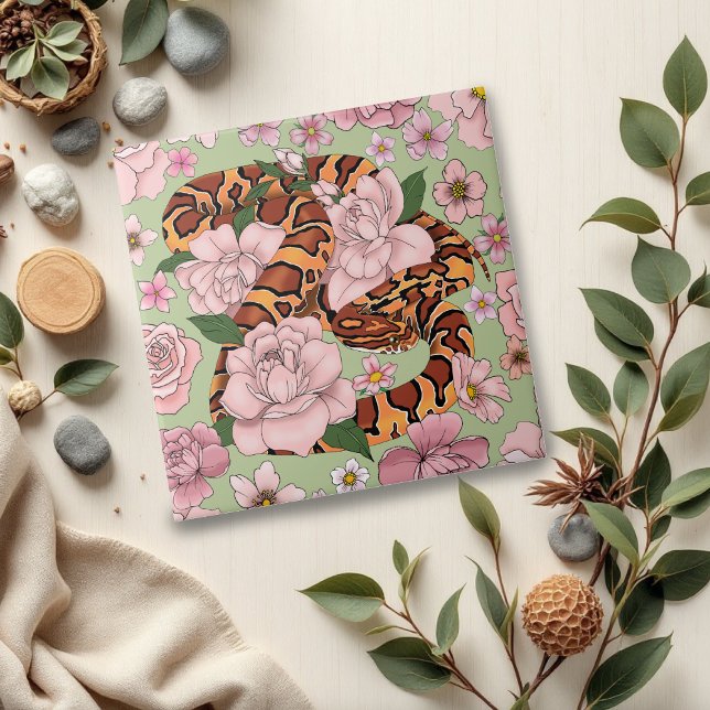 Maisschlange Rosa Blume grün Fliese (Von Creator hochgeladen)