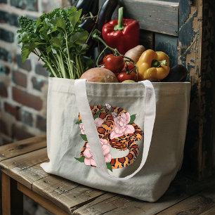 Maisschlange Rosa Blume grün Jumbo Stoffbeutel