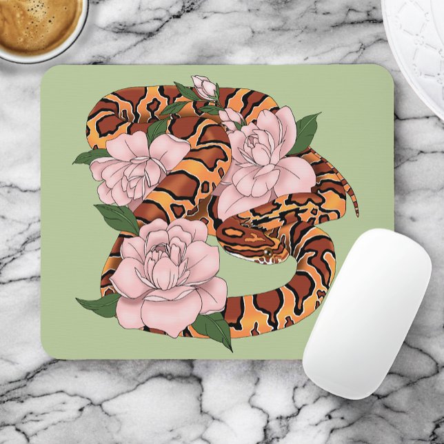 Maisschlange Rosa Blume grün Mousepad (Von Creator hochgeladen)
