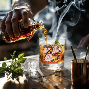 Maisschlange Rosa Blume grün Whiskyglas