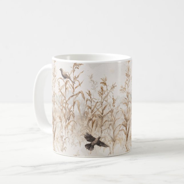 Maisstängel Vögel Herbst  Kaffeetasse (Vorderseite Links)