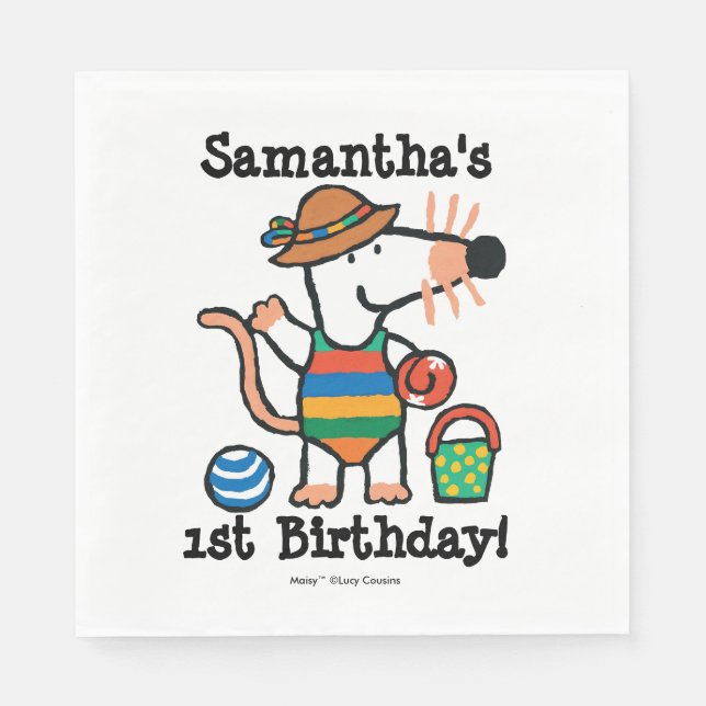 Maisy am Strand Geburtstag Serviette (Vorderseite)